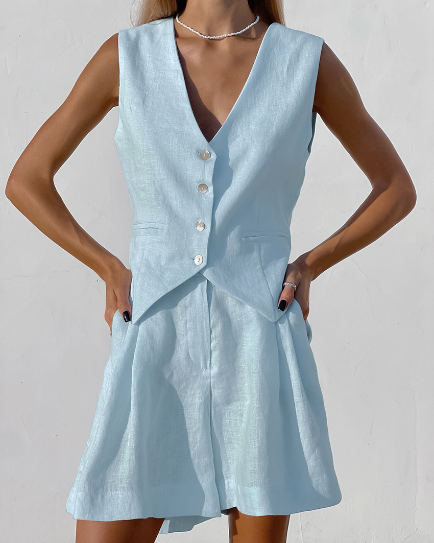 Summer Clothing Linen - 2025 New Suit Vest + Shorts