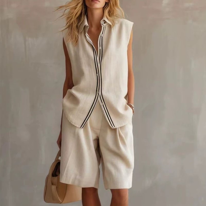 Summer Clothing Linen - Summer Fashion Solid Linen Blend Two