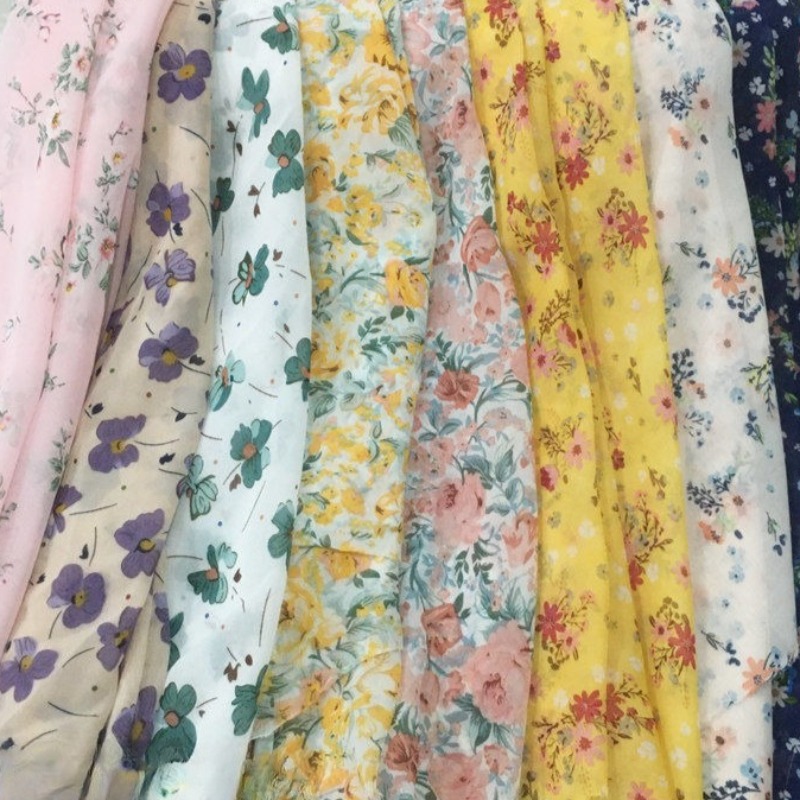 Summer Clothing Material - 2/3m Floral Print Chiffon Fabric for
