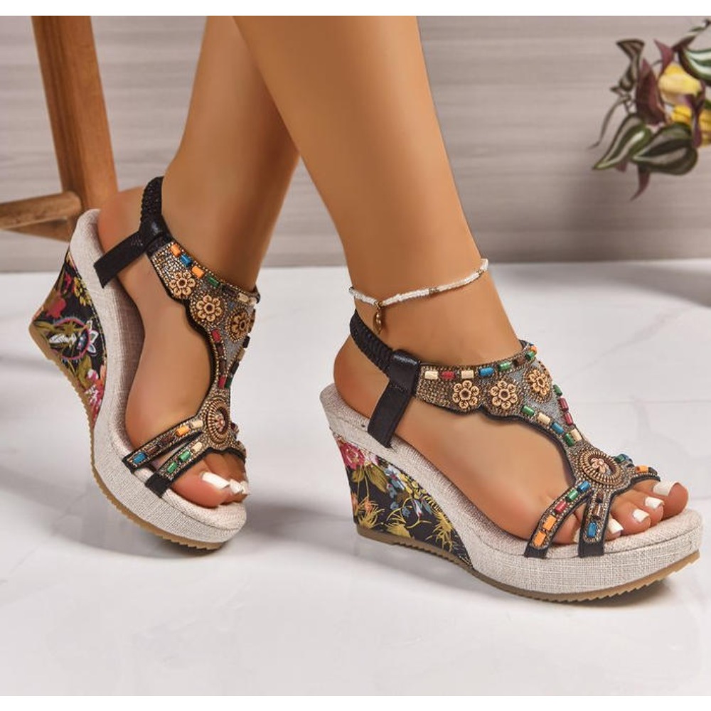 Summer Clothing Dress - Woman Leather Summer Fashion Wedge Female