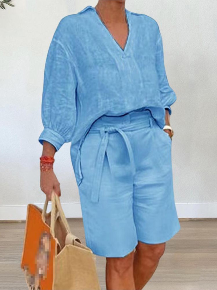 Summer Clothing Linen - Women Suits Elegant Style Two Piece