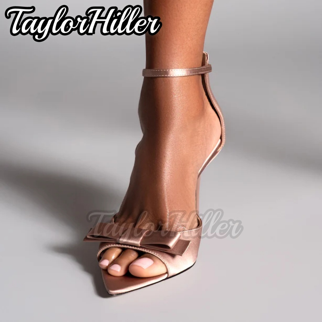 Summer Clothing Dress - Gentle Pink Butterfly-knot High Heels Satin