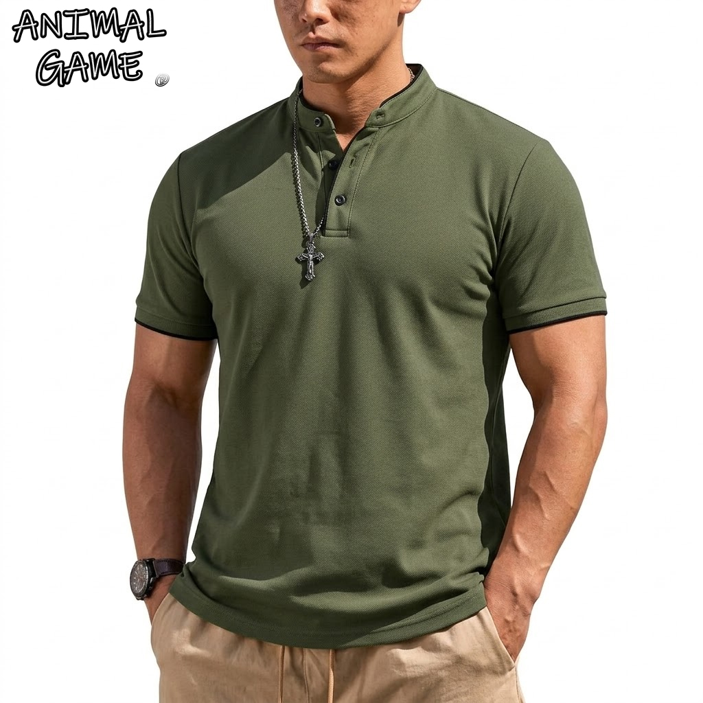Summer Clothing For Young Men - Summer Short Sleeve Henley Shirt Men