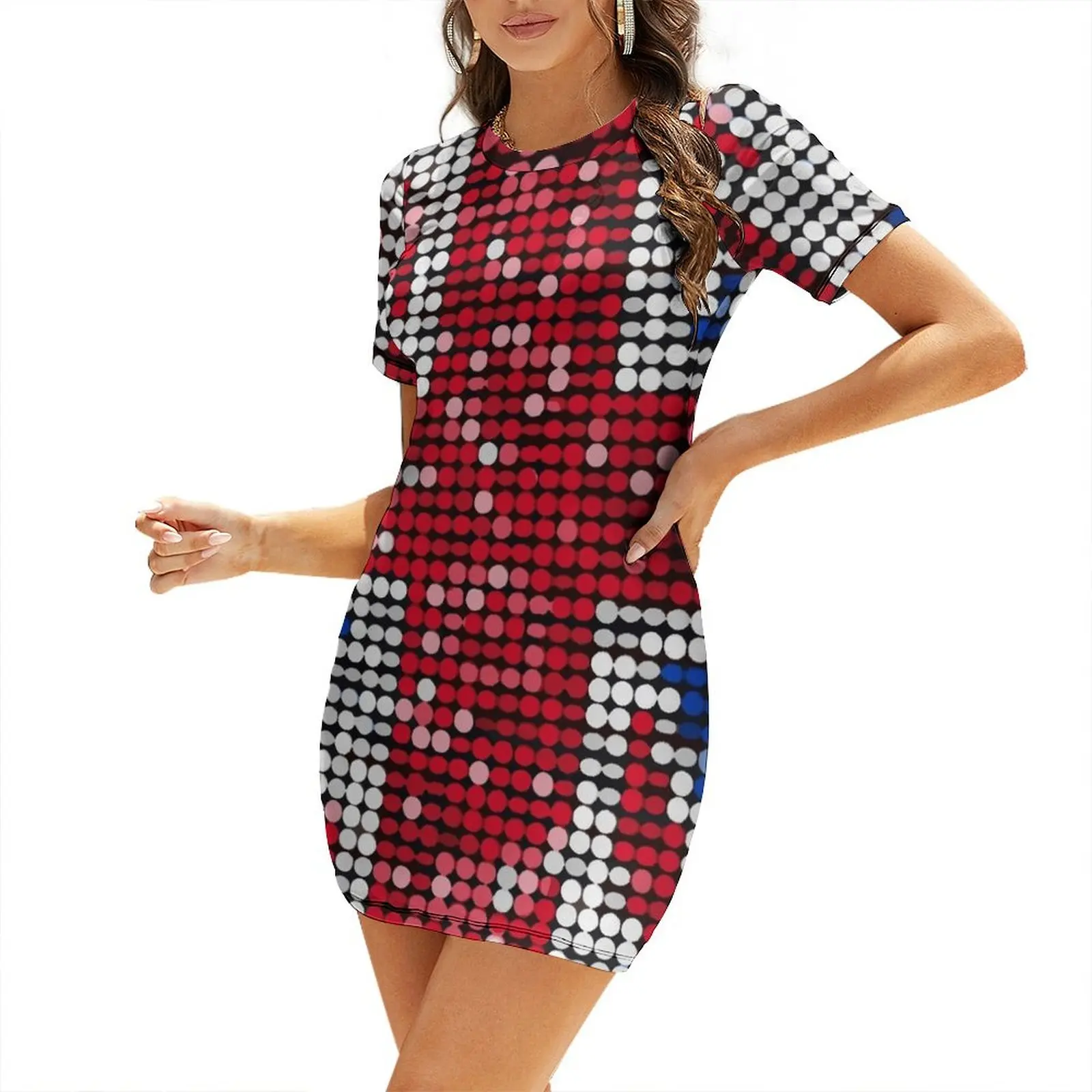 Womens Summer Clothing Uk - Union Jack Flag UK Sequin Short-Sleeved