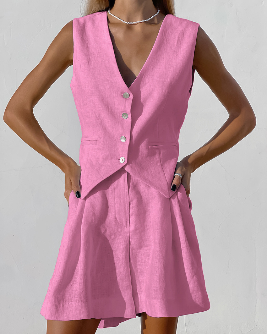 2025 New Suit Vest + Shorts Se - Summer Clothing Linen 评论和价格