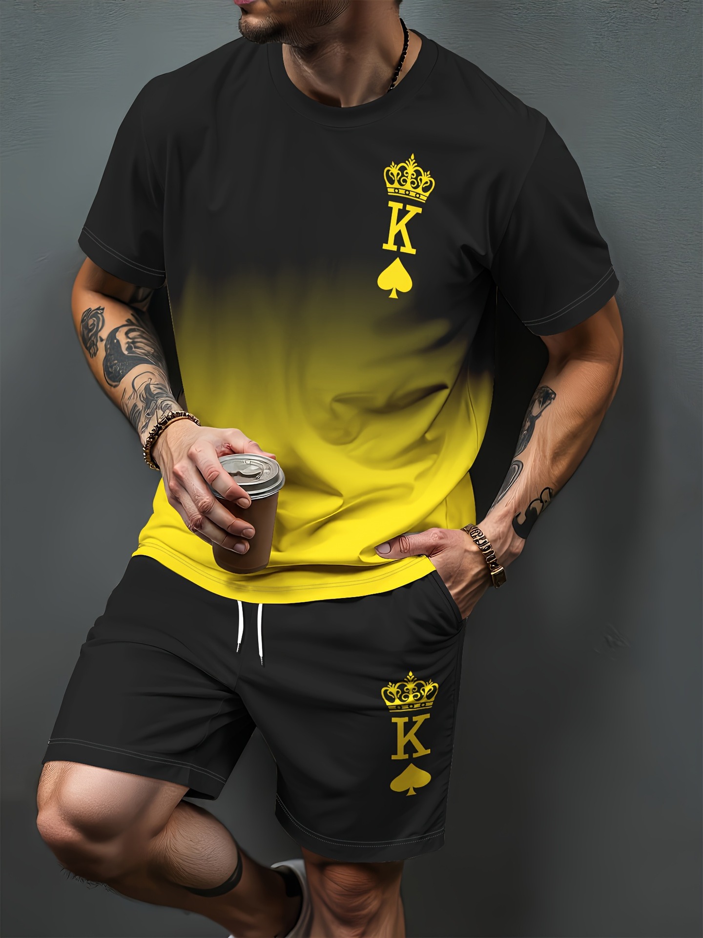 Gradient Letter Pattern 3D Pri - Summer Alt Clothing 评论和价格