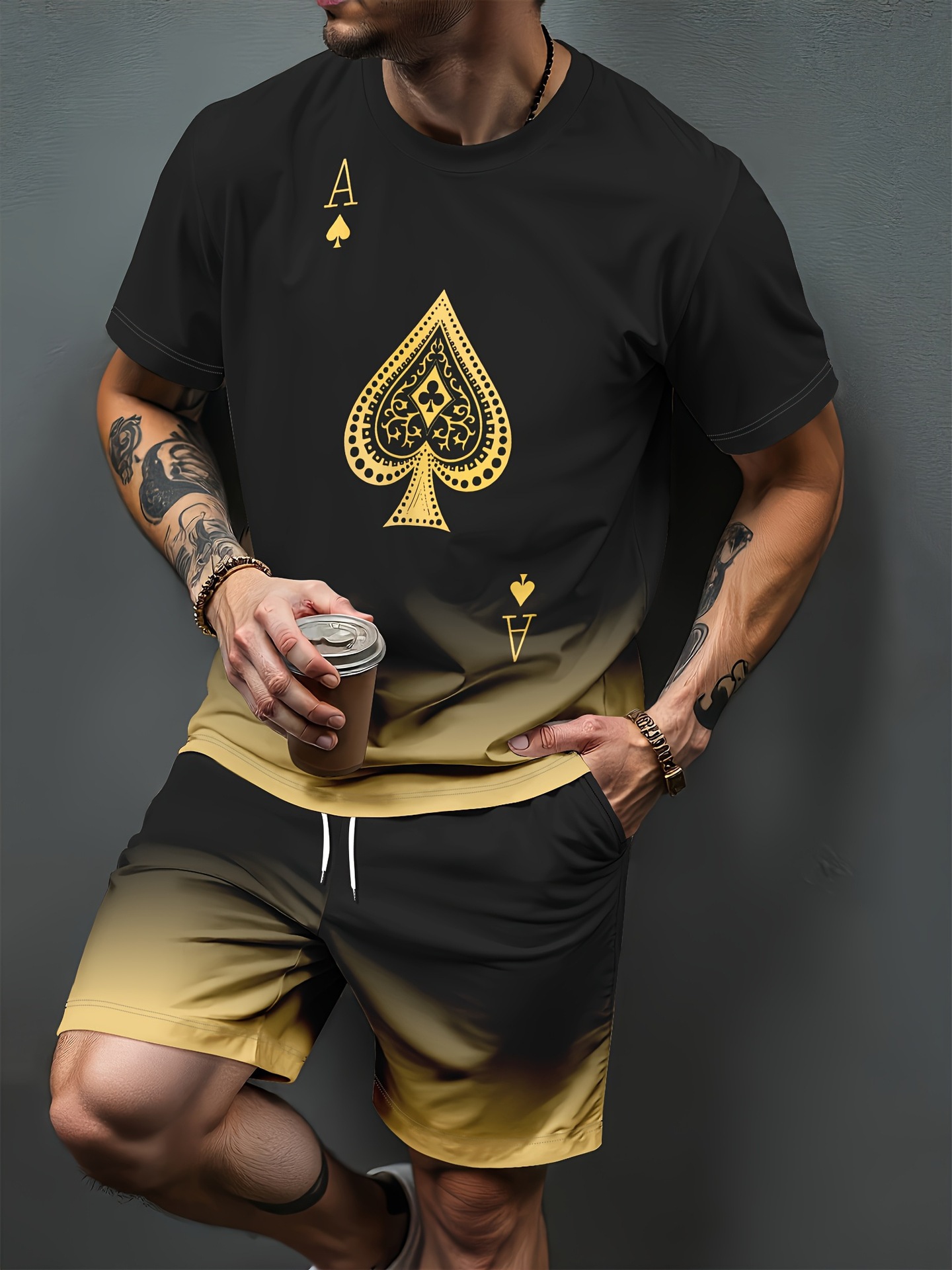 Gradient Letter Pattern 3D Pri - Summer Alt Clothing 评论和价格