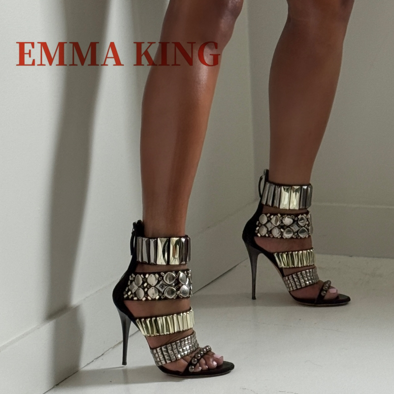 Black Embellished Ankle Strap  - Summer Clothing Dress 评论和价格