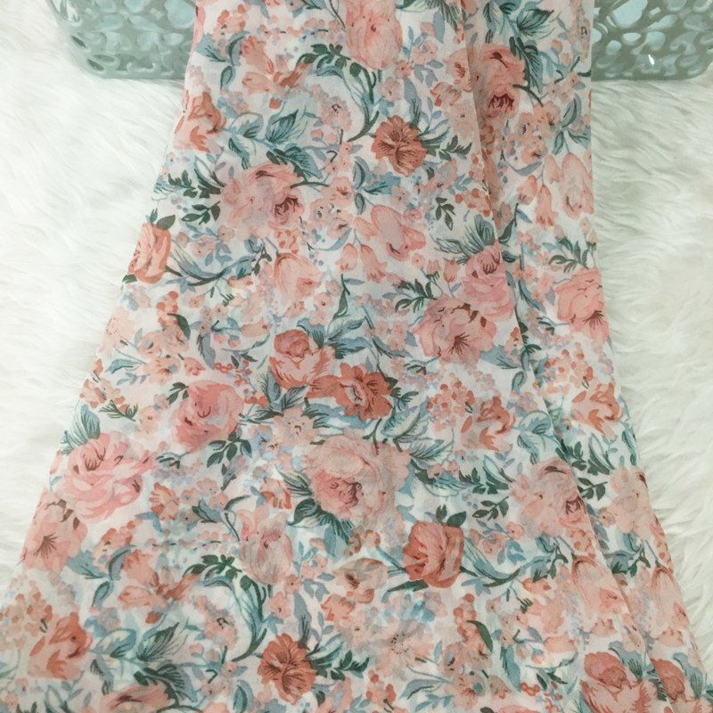 2/3m Floral Print Chiffon Fabr - Summer Clothing Material 评论和价格