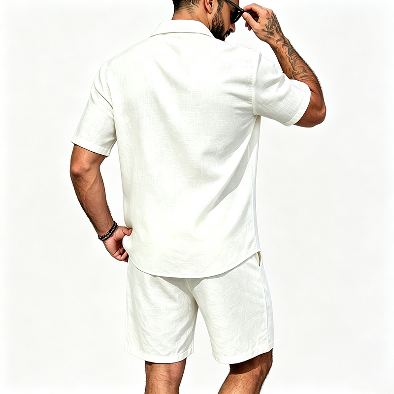 Men Linen Two Piece Outfit Sho - Summer Clothing Linen 评论和价格