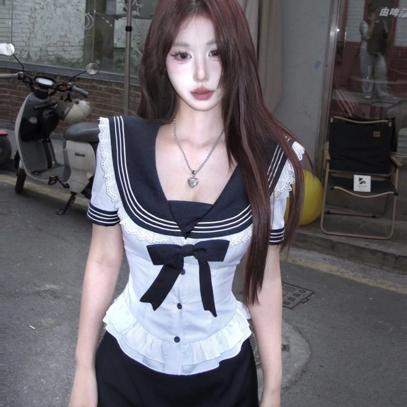 Deeptown Sweet Bow Sailor Coll - Summer Clothing For Teens 评论和价格