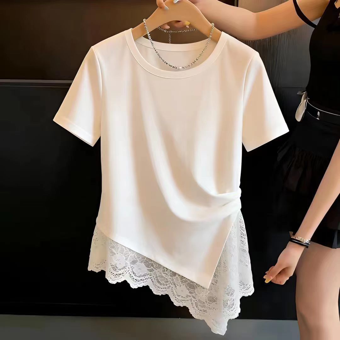 Ruffle Hem Lace Patchwork Shor - Summer Clothing For Teens 评论和价格