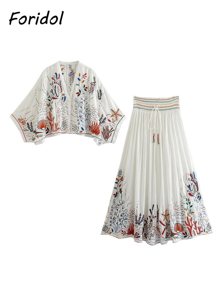 Foridol Marine Organism Embroi - Summer Clothing Linen 评论和价格