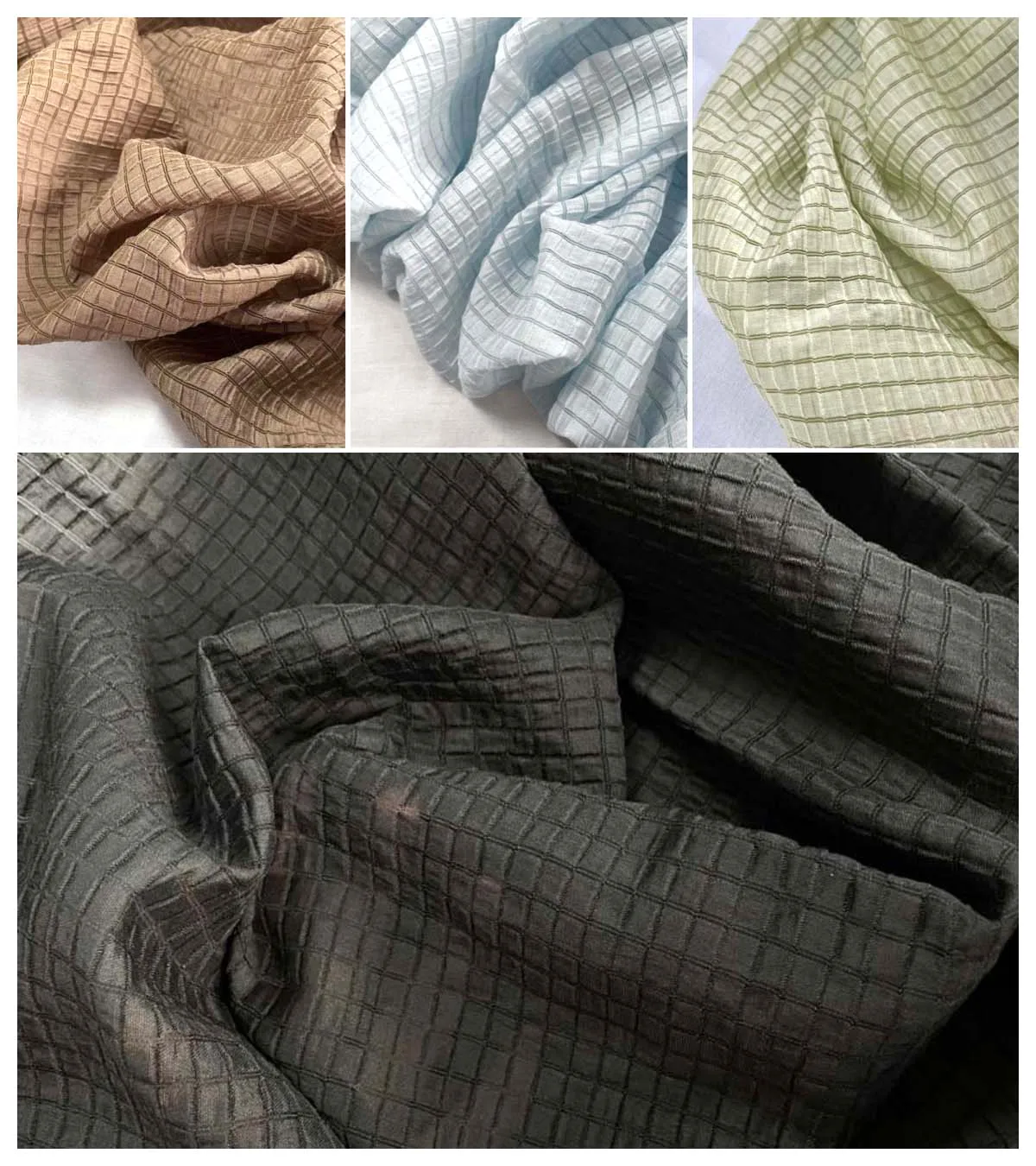 Cream Yellow Checkered Fabric  - Summer Clothing Material 评论和价格