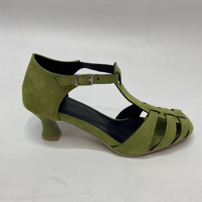 Women's Green Suede Kitten Hee - Summer Clothing Dress 评论和价格