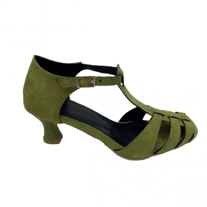 Women's Green Suede Kitten Hee - Summer Clothing Dress 评论和价格