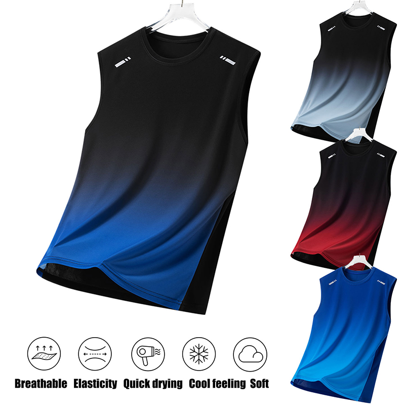 Men Gradient Sports Vest Light - Summer Clothing For Teens 评论和价格