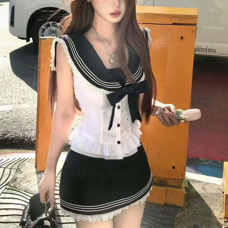 College Style Bow Sweet 2 Piec - Summer Alt Clothing 评论和价格