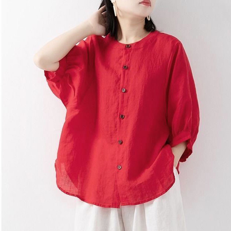 Cotton and linen shirt women's - Summer Clothing Linen 评论和价格
