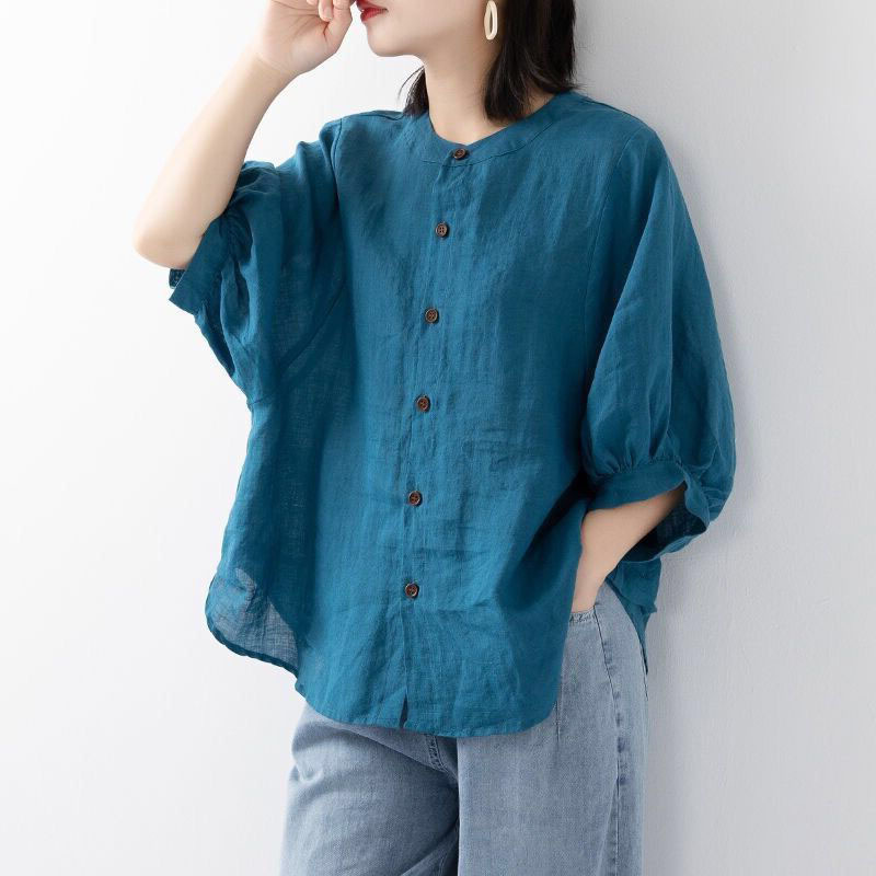 Cotton and linen shirt women's - Summer Clothing Linen 评论和价格