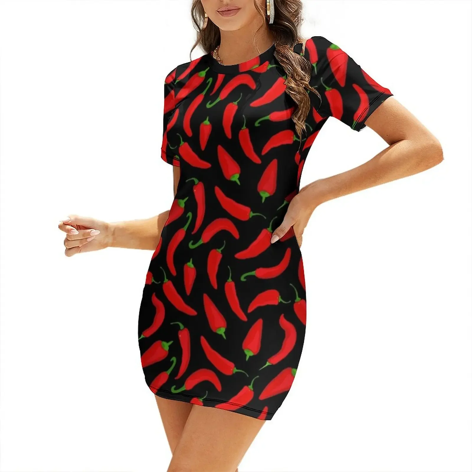 Red Chilli Pepper Pattern on B - Summer Clothing Online 评论和价格