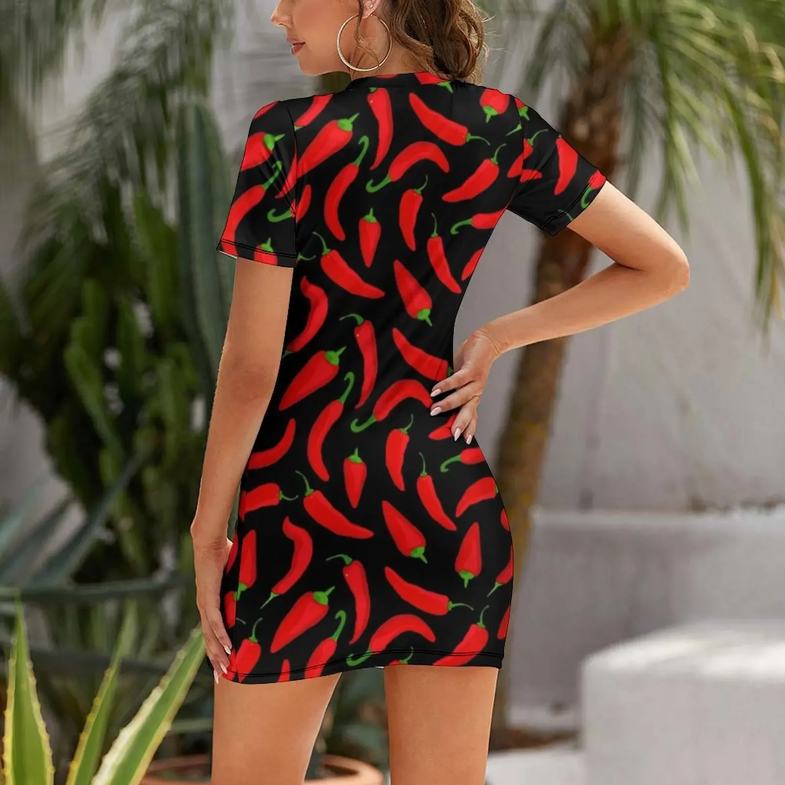 Red Chilli Pepper Pattern on B - Summer Clothing Online 评论和价格