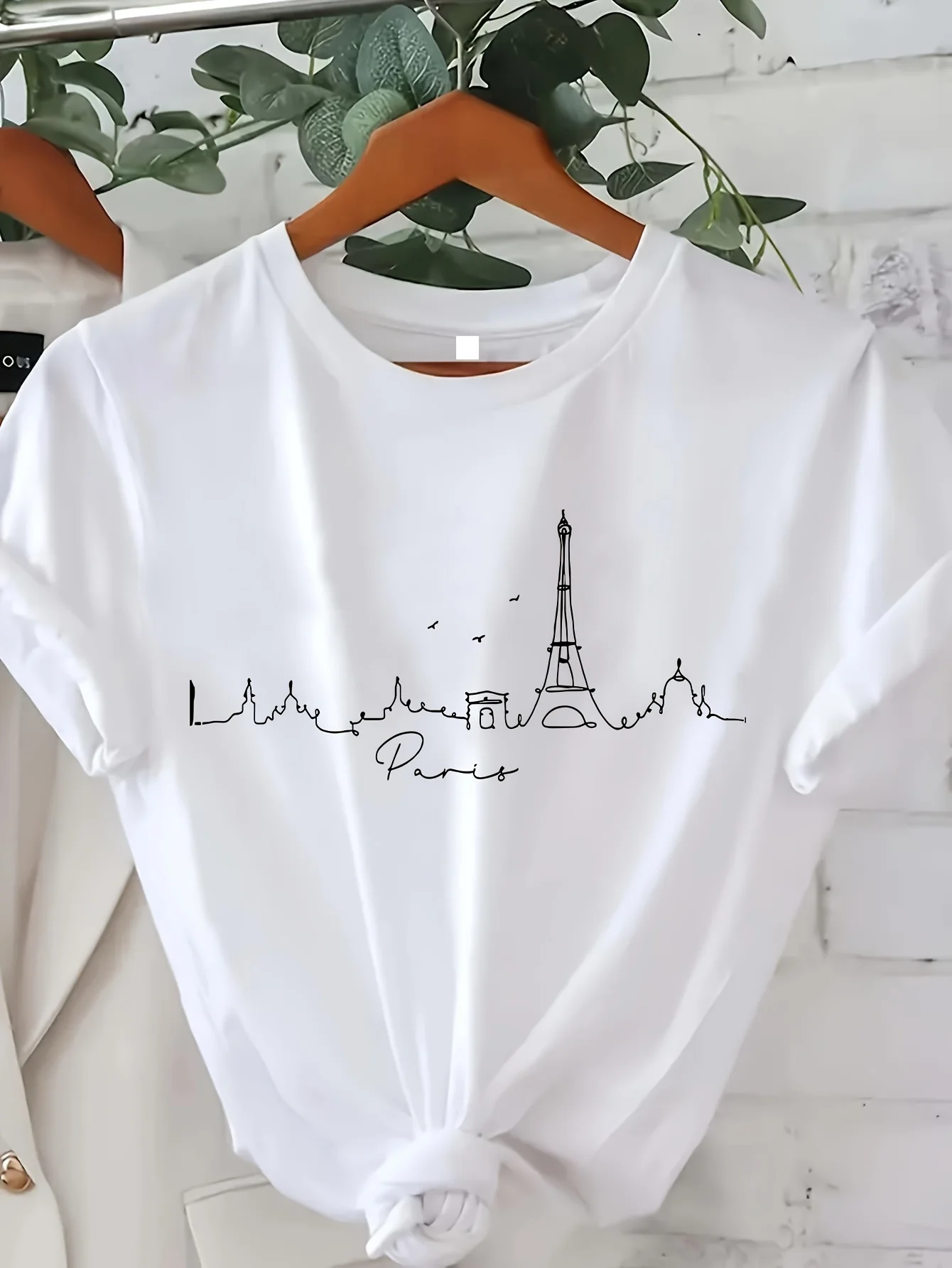 Paris Print T-shirt Short Slee - Summer Clothing In Paris 评论和价格