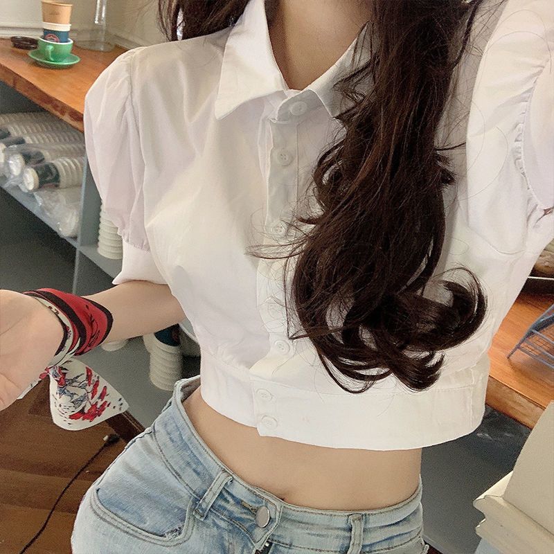 Korean Summer Puff sleeve Whit - Summer Clothing For Teens 评论和价格