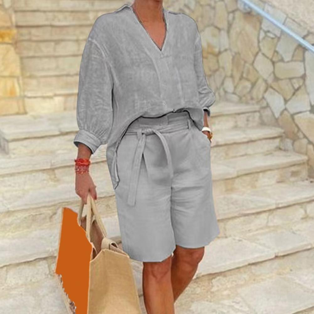 Cotton Linen Women's Two Piece - Summer Clothing Linen 评论和价格