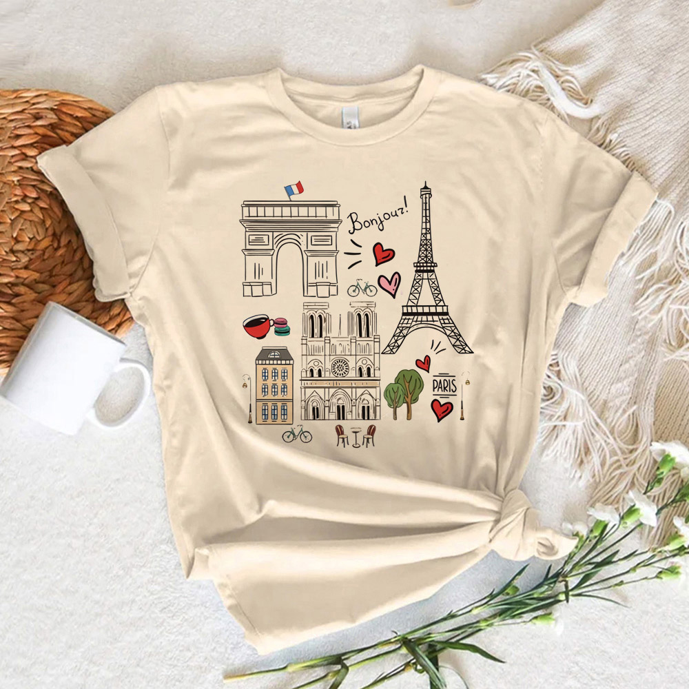 Paris Printed Women's T-shirt  - Summer Clothing In Paris 评论和价格