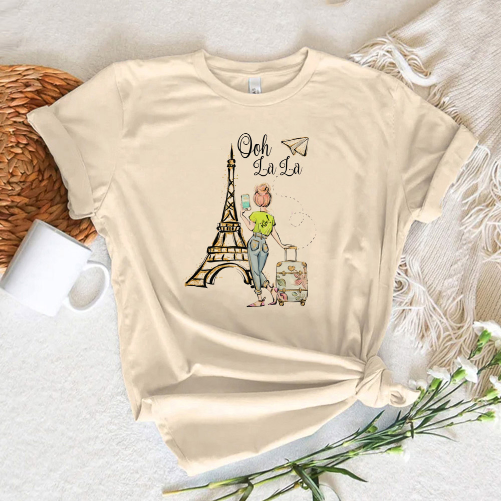 Paris Printed Women's T-shirt  - Summer Clothing In Paris 评论和价格