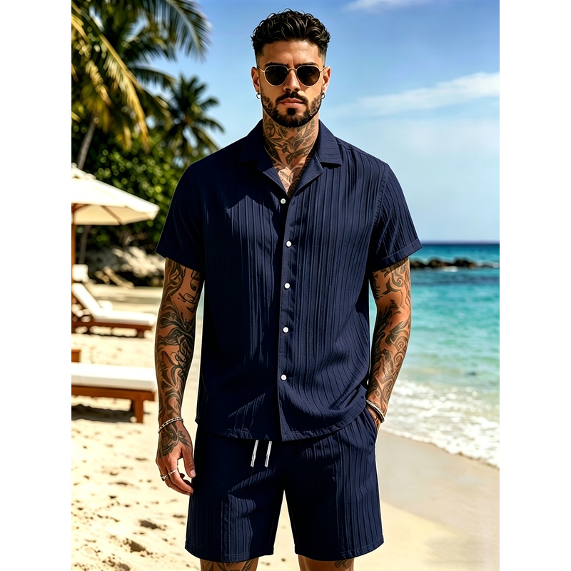 2Men's Summer Casual Suit Set， - Summer Light Clothing 评论和价格