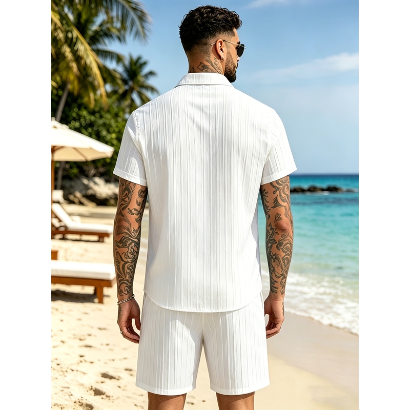 2Men's Summer Casual Suit Set， - Summer Light Clothing 评论和价格