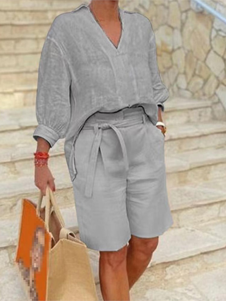Women Suits Elegant Style Two  - Summer Clothing Linen 评论和价格