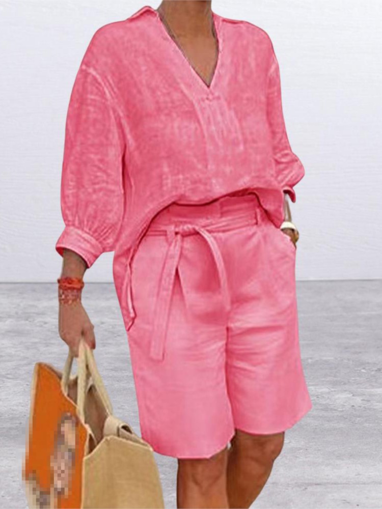 Women Suits Elegant Style Two  - Summer Clothing Linen 评论和价格