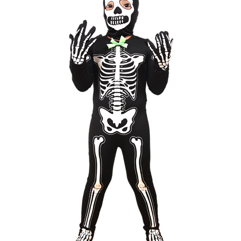 Black Glowing Skeleton Costume - Summer Light Clothing 评论和价格