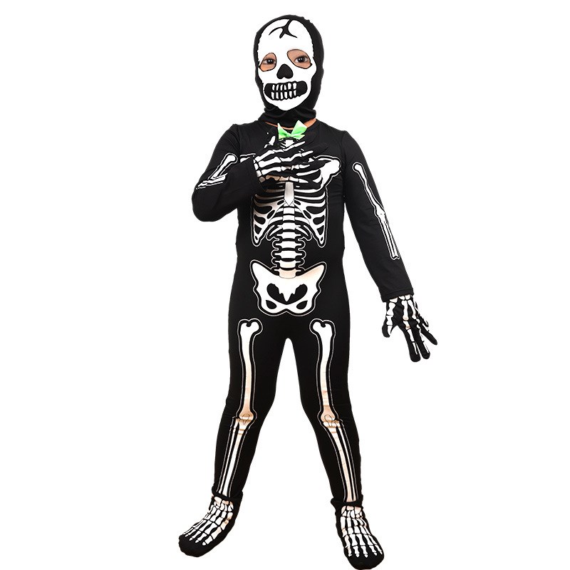 Black Glowing Skeleton Costume - Summer Light Clothing 评论和价格