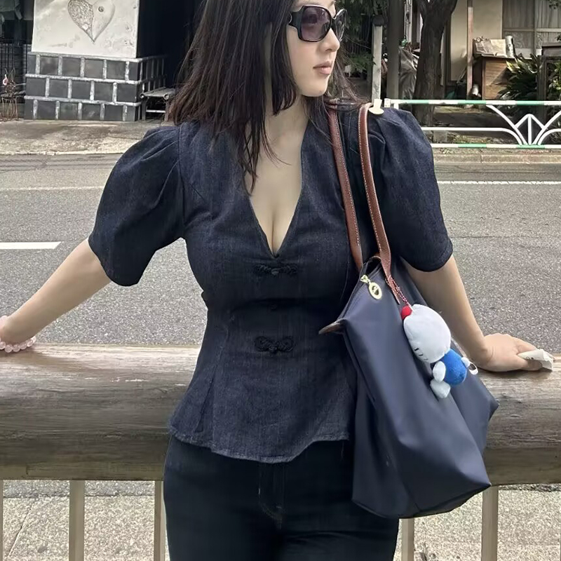 Denim Women's Shirts Blouse 20 - Summer Clothing For Teens 评论和价格