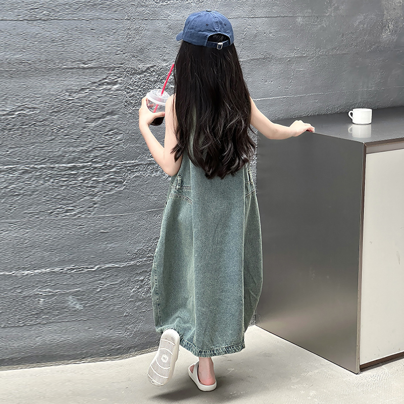 Vintage Blue Children Girls Hi - Summer Clothing Linen 评论和价格
