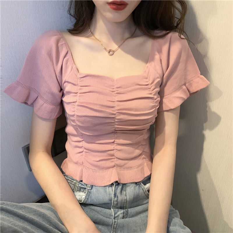 Knitted Fashion Blouse Woman R - Summer Clothing For Teens 评论和价格