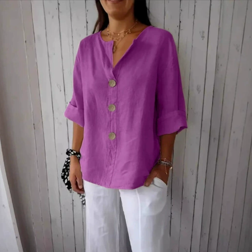 Plus Size Loose Shirt&Blouses  - Summer Clothing Linen 评论和价格