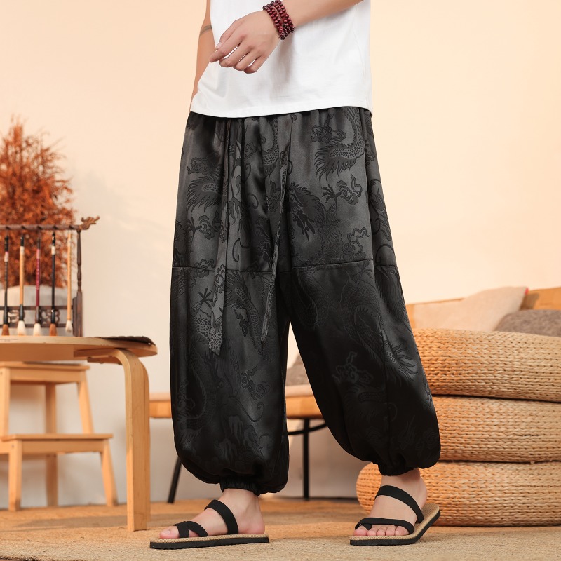 Men Wide Leg Pants Summer Ice  - Summer Light Clothing 评论和价格