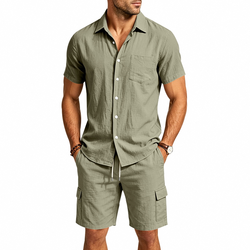 Men Summer American Linen Two  - Summer Clothing Linen 评论和价格