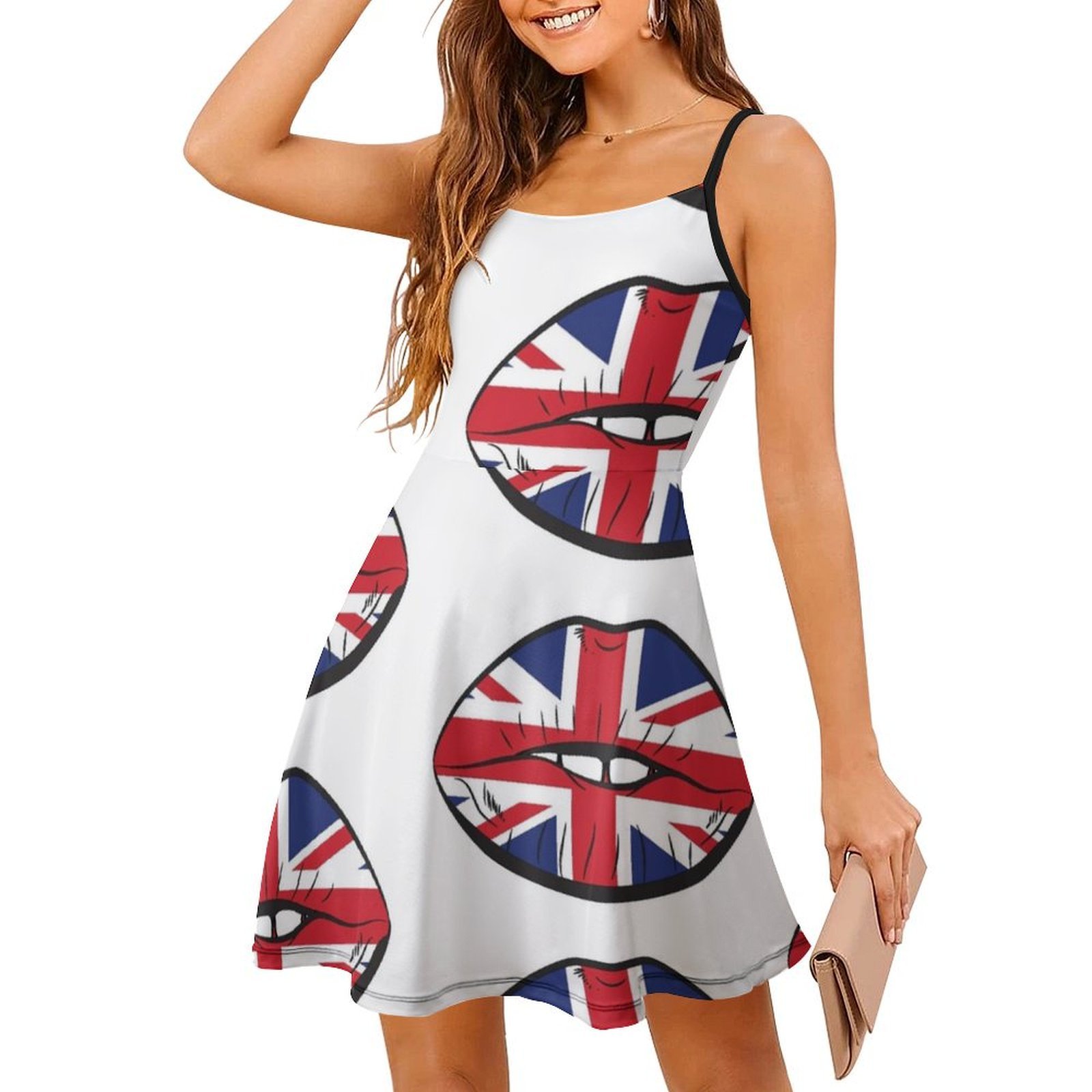 British Flag Fan Lips Uk Fan U - Womens Summer Clothing Uk 评论和价格
