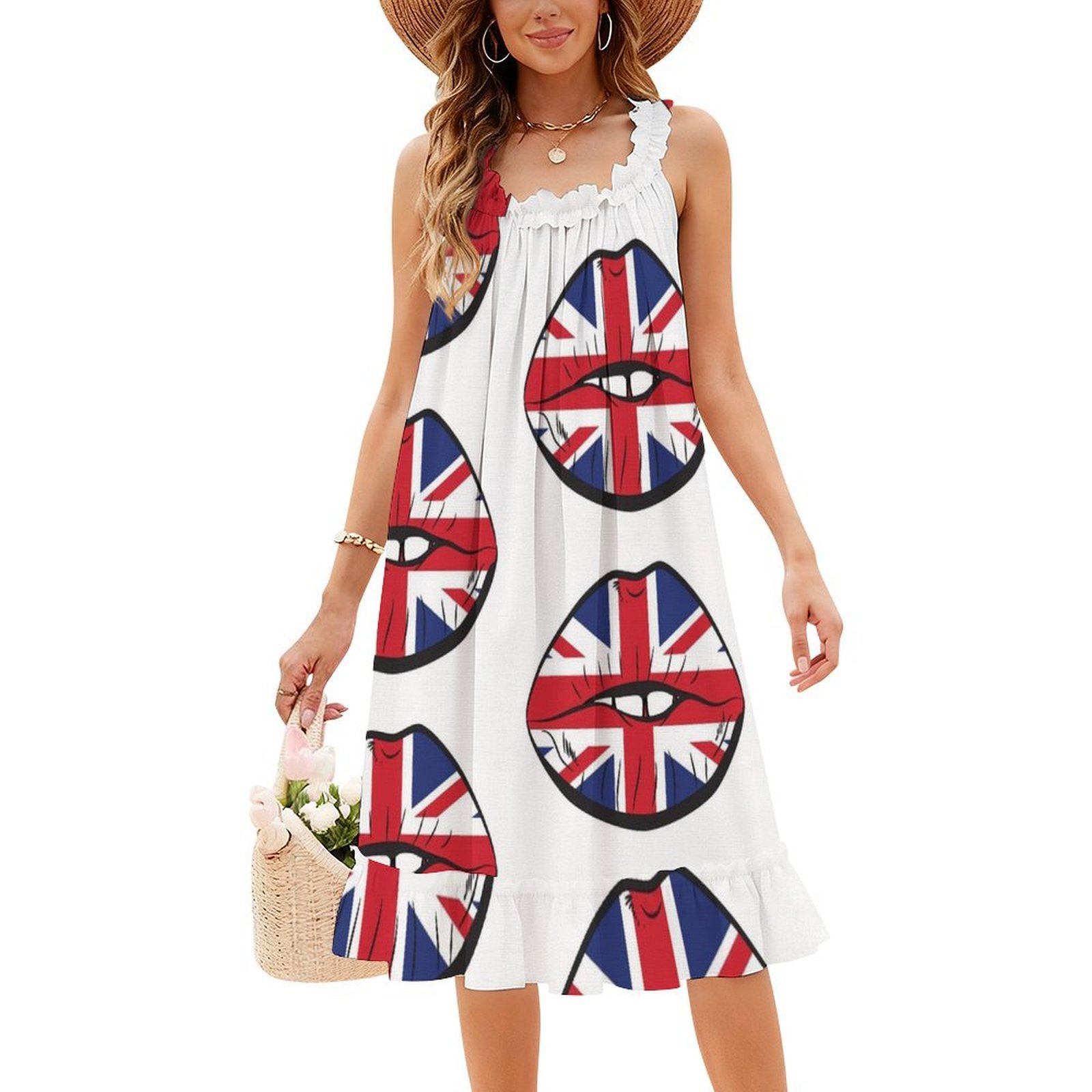 British Flag Fan Lips Uk Fan U - Womens Summer Clothing Uk 评论和价格